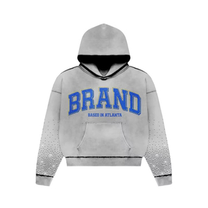 Sweat à capuche d'hiver pour homme, coupe classique, en molleton, avec strass, 100% coton mélangé, broderie intégrale, poids lourd, teinture numérique unie - Product Image 3