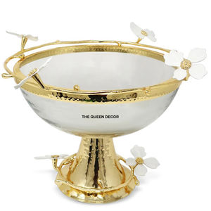 Bol à vendre, qualité supérieure, bol rond en métal pour servir, décoration en métal, couleur dorée, fait à la main, pour servir des fruits - Product Image 1