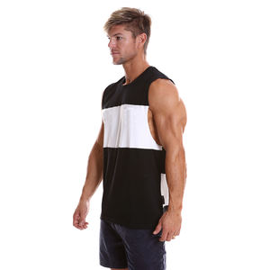 Camiseta sin mangas de secado rápido de algodón 100% transpirable para hombre, chaleco sin mangas liso con logotipo personalizado para culturismo, tejido de punto - Product Image 1