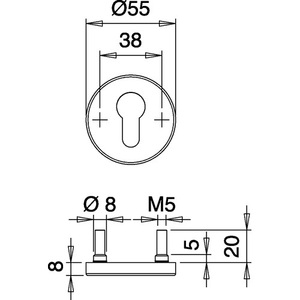 Paire de rosettes en acier inoxydable à 56 clés avec écusson de 8 mm d'épaisseur, organisateur mural rond PZ EDI - Product Image 3