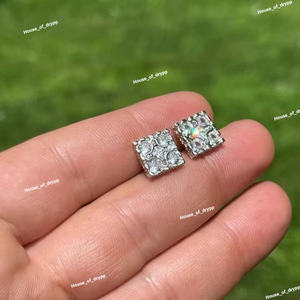 925 Silver Moissanite Stud <b>Earrings</b> With Prong Setting White Moissanite <b>Diamonds</b> Luxury Statement Studs For Women - Product Image 4