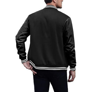 Chaqueta universitaria de animadora informal de escuela secundaria cálida con retazos bordados de cuero de manga larga gruesa personalizada al por mayor - Product Image 2