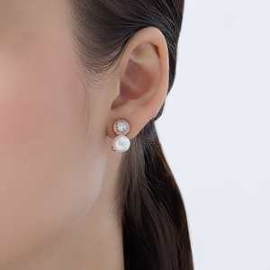92.5 <b>Silver</b> <b>Stud</b> <b>Earrings</b> with Asscher Cut Diamond Bezel Setting Trendy Hexagon Pattern Rose Gold Inlay for Wedding Engagement - Product Image 2