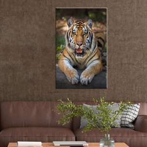 Impresión en Lienzo de Tigre Acostado: Arte Mural Realista de Gato de la Selva, Lienzo Enrollado - Product Image 1