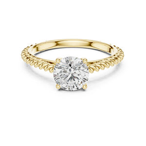 Bague solitaire en or jaune 14 carats pour femme avec diamant rond de laboratoire |   Bague en diamant pour usage quotidien |   Diamant de culture - Product Image 1
