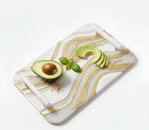 Planche à découper en résine de marbre artisanale de haute qualité, planche à découper en pierre naturelle et en résine de qualité supérieure pour la cuisine, le fromage - Product Image 5