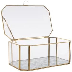 Boîte à bijoux de table en laiton antique, écologique, décoration d'intérieur, cadre en métal, verre, forme et taille personnalisables, meilleure qualité de stockage - Product Image 3