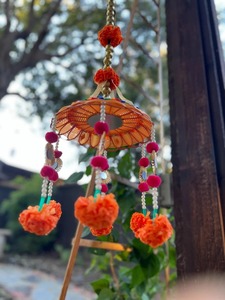 Élégant Marigold Jhumar Guirlande Élégant Maison Porte Décoratif Suspendu Pom Pom Chaîne pour Pendaison de Crémaillère Temple Décors Mariages - Product Image 5