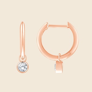 Pendientes de diamantes redondos combinados con diamantes redondos cultivados en laboratorio de 0.22 quilates F+-VS en oro macizo de 14K para uso diario, regalo de aniversario. - Product Image 3