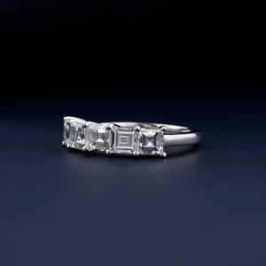 Personalidad 14K oro blanco real 5 piedras 0.40CT Carre Cut Lab Grown Diamond Eternity Band anillo de dedo geométrico joyería de lujo - Product Image 4