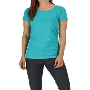 เสื้อยืดคอกลมแขนสั้นสำหรับผู้หญิงเสื้อยืดคอกลมสีทึบโลโก้ออกแบบได้ตามต้องการสำหรับฤดูร้อน - Product Image 1