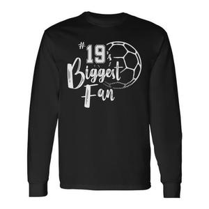 T-shirt à manches longues pour la famille des joueurs de football numéro 19, 'Mom Dad's Biggest Fan', cadeau promotionnel pour maman et papa - Product Image 1