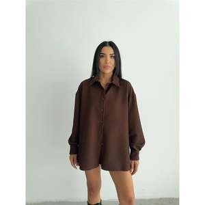 Camisa Casual Tejida Marrón OTTOMAN con Elemento de Moda Sencillo - Product Image 4