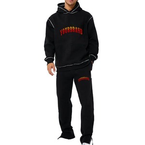 Vente en gros, sweat-shirt unisexe surdimensionné personnalisé, ensemble sweat à capuche et pantalon de survêtement, survêtement épais - Product Image 1