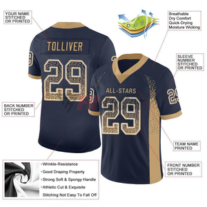 Vente en gros de maillots d'uniformes de football américains de haute qualité populaires personnalisés imprimés par transfert de chaleur respirants de grande taille - Product Image 5