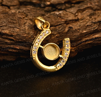 Gold Vermeil 925 Sterling Silber 5mm Blanko-Fassung CZ Hufeisen-Anhänger Umweltfreundlich DIY Handgefertigt Hochwertig Individuell Trendy