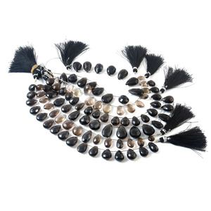 Perles de quartz fumé naturel en forme de goutte d'eau, facettes, de 7x10mm à 12x20mm, brin de 8 pouces, pour la fabrication de bijoux, vente en gros - Product Image 2