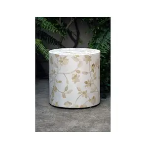 Deal Of The Day Offer Bone Inlay Round Stool/ End Table/ Side Table for living room decoration Indian Supplier