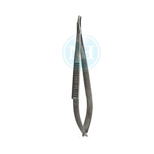 Porte-aiguille microchirurgical courbé à verrouillage manuel, tension à ressort, en acier inoxydable de haute qualité, réutilisable, pour sutures délicates en milieu hospitalier - Product Image 6