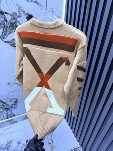 Großhandel Herren Rundhals-Strickpullover Langarm Weiß-Schwarz Kontrast Pullover Mode Buchstabenmuster Lässige Streetwear-Jumper - Product Image 2
