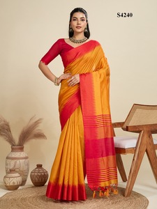Soie brute Khadi de qualité supérieure avec bordure tissée Saree Fabricant et fournisseur de mode pour femme de Surat au taux le plus bas - Product Image 3