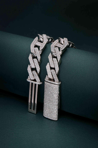 Chaîne de collier cubaine glacée en argent sterling 925 de 20 mm, bijoux hip-hop, moissanite, rappeur, bling, 18 pouces, rhodium/or/argent - Product Image 4