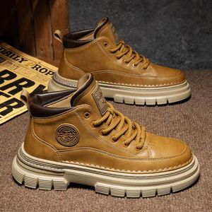 Bottes de randonnée mi-hautes confortables en cuir véritable antidérapantes résistantes à l'usure pour hommes, toutes saisons, travail en plein air, randonnée - Product Image 4