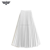 Jupe plissée élégante en mousseline de soie pour femme, longueur mi-mollet, taille élastique, gris uni, design évasé respirant