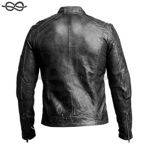 Veste de motard en cuir d'agneau véritable personnalisée pour hommes en noir marron véritable veste de moto vintage d'extérieur avec matériau en duvet - Product Image 5
