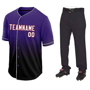 Ensembles d'uniformes de baseball cousus de qualité supérieure Inserts de tuyauterie de panneau Polyester unisexe Pro respirant léger évacuant l'humidité - Product Image 1