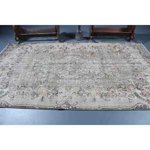 Tapis vintage 5,7x10 pieds, tapis, tapis marocain gris en laine - Product Image 3