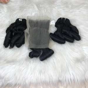 Cabello humano sin procesar al por mayor de fábrica frontal de encaje rizado hinchable de color natural súper dibujado Doble - Product Image 2