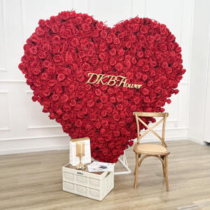 Decorazione di nozze arrotolare la parete del fiore rosa rossa del cuore <span class=keywords><strong>sfondo</strong></span> della parete del fiore 8x8 muro di seta artificiale del fiore - Product Image 4