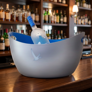 Seau à glace pour 4 bouteilles, plaqué argent avec lumières LED, pour mariage et bar, vente en gros, personnalisation OEM - Product Image 4