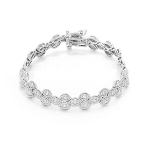 Pulsera de eslabones ovalados antiguos con diamantes naturales 14K chapado en oro blanco joyería de lujo Hip Hop para mujer al por mayor - Product Image 1
