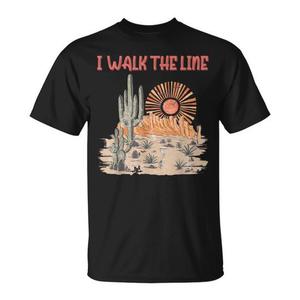 T-shirt I Walk The Line Desert Cactus Sunset, style occidental, unisexe, taille adulte - Product Image 1