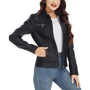 Veste en cuir pour femmes fabriquée au Pakistan en matériaux de haute qualité Vêtements d'extérieur Vêtements pour femmes Veste en cuir - Product Image 3
