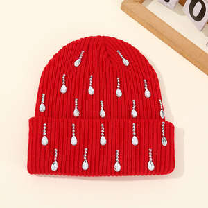 Bonnet en tricot hip-hop de haute qualité, bonnet d'hiver chaud pour le ski, logo personnalisé, design en strass, bonnet - Product Image 4