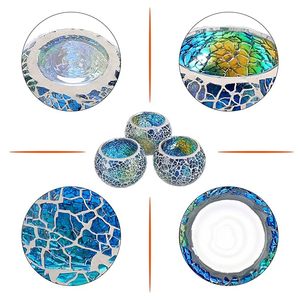 Support artistique de lumière de thé de mosaïque avec des morceaux de verre réfléchissants support élégant de lumière de thé de mosaïque à la main pour la maison moderne - Product Image 3