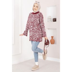 Suéter Casual con Estampado de Cebra, Estilo Kazak, Color Burdeos, Corto, con Estampado Animal para Otoño y Verano - Product Image 1