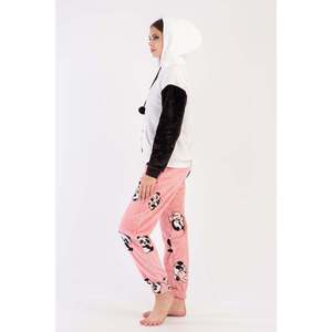 Conjunto de pijama de mujer con capucha suave, hombros caídos, mangas largas, bolsillos canguro y puños, con bolsillos tipo pacasi y bolsillos tipo buzgulu - Blanco - Blanco - Product Image 5