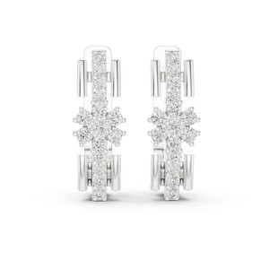 Pendientes de Aro Redondos con Moissanita, Plata de Ley 925, Engaste de Garras, Curvos con 30 Piedras - Product Image 2