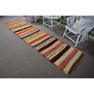 Tapis turc vintage 2,6x10,8 pi (78x328 cm), tapis persan rouge - Product Image 4