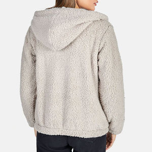 Chaqueta con capucha de lana Sherpa para mujer, chaquetas de gran tamaño suaves de invierno personalizadas de alta calidad, jersey para mujer - Product Image 4