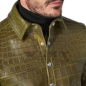 Customized High Quality Plus Size Casual Large Genuine <b>Leather</b> Jackets Blouson Men's Washed Pleated Goat <b>Leather</b> <b>Shirt</b> - Product Image 5