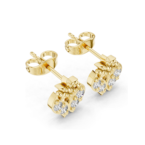 Boucles d'oreilles clous en forme de cœur floral avec diamant de laboratoire 0,28 CT, clarté VVS-VS EF, or 18 carats, 14 carats, 10 carats et argent 925, rose, jaune, blanc - Product Image 5