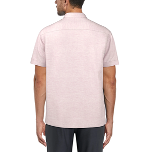 Camisa de manga corta a rayas de color menta claro de corte regular Lilen para hombre con diseño de logotipo personalizado OEM 100% con cuello vuelto de BD - Product Image 6