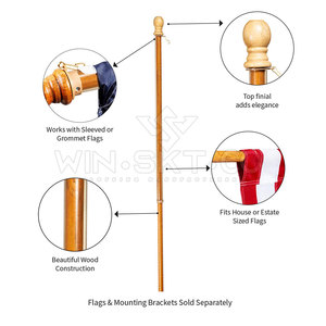 OEM Service Latest Design <b>Wooden</b> Flag <b>Pole</b> Premium Quality Sustainable <b>Wooden</b> Flag PoleFor <b>Sale</b> - Product Image 3