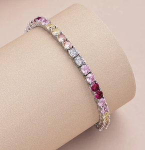 Pulsera de tenis de lujo con corte princesa, colorida y radiante, de plata de ley 925 con moissanita, estilo Hip Hop - Product Image 4