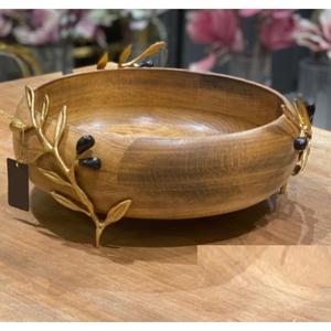 ชามตกแต่งพร้อมชามสลัดลายดอกไม้สีทองไม้อาคาเซียระดับพรีเมียมสำหรับปาร์ตี้ที่บ้านและทุกโอกาสราคาไม่แพง - Product Image 2